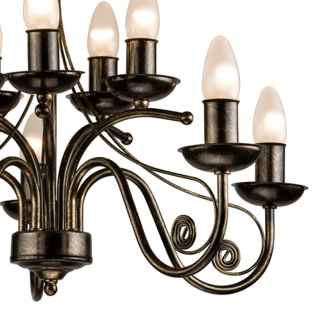 DONATO 10xE14 Kronleuchter Decke Pendelleuchte Schwarz Klassisch LM-10.29 Lamkur