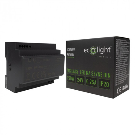 DIN-Schienen-Netzteil für LED-Streifen 150W 24V 6,25A IP20 PREMIUM Ecolight