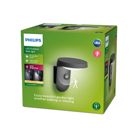 Gartenleuchte LED Wandleuchte TYLA IR myGarden 9W 2700K IP44 mit Bewegungs- und Dämmerungssensor Anthrazit PHILIPS