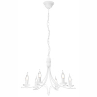 LUCY Hängelampe 6xE14 Kronleuchter Weiß Klassisch LM-6.153 Lamkur