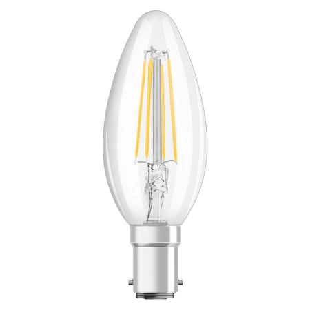 LED-Lampe B35 Kerze B15d 4W = 40W 470lm 2700K Warm 300° Retrofit Glühfaden CLASSIC Osram