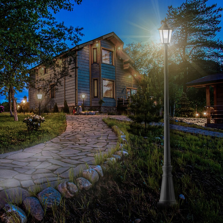 Garten-Stehlampe LED-Mast 229cm E27 dekorative Laterne für den Außenbereich