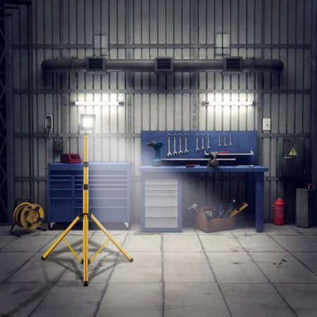 LED-Flutlicht ZUNA2 Halogenlampe 50W 4000K auf Stativ + Kabel + Hermetischer Anschluss LUMILED