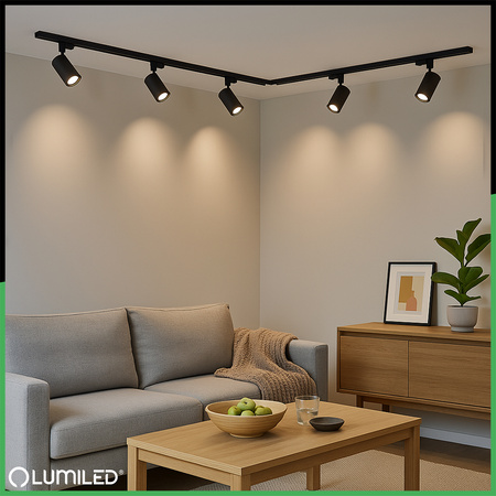 2m Stromschiene + 6x Schienenstrahler GU10 Schwarz SAGI LUMILED