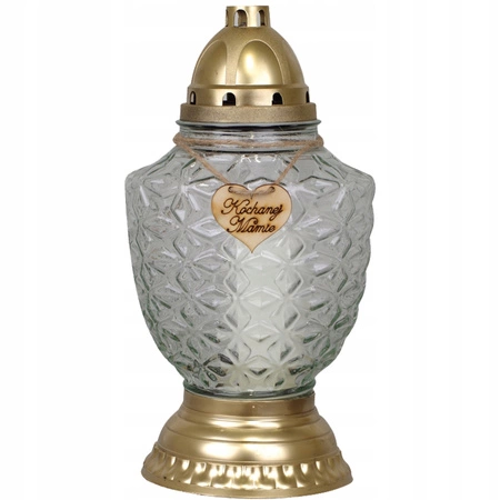 4xGlaskerze für das Grab der geliebten Mutter 52h mit Ganzjahreseinsatz 32cm