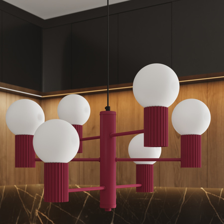 Kronleuchter Pendelleuchte 6x G9 Aluminium Burgund Halo French Sky SL.1837 Sollux