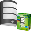 PYTHON 3.8W Bewegungsmelder 2700K Warm IP44 Anthrazit PHILIPS Garten LED Wandlampe