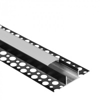 Aluminium-LED-Profil für Gipskartonplatten REGIPS breite Unterfliese Schwarz 1m mit milchigem Lampenschirm für LED-Streifen + Endkappen Serie GNS Ecolight