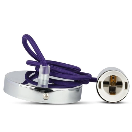 Pendelleuchte E27 Chrom Schirm mit lila Kabel VT-7338 V-TAC