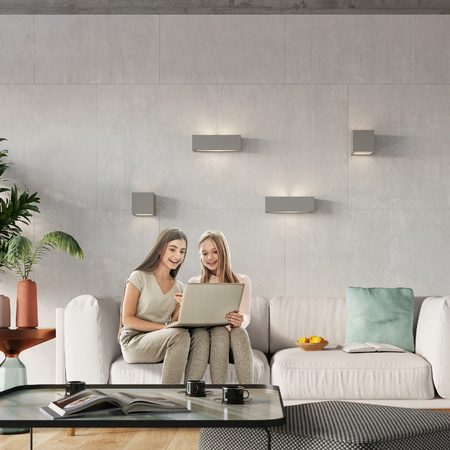 LED VEGA E27 Wandleuchte Rechteckig Keramik Grau SOLLUX