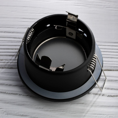 Set HALOGEN Hermetische Badezimmerleuchte PODBITKA AQUS Schwarz IP44 + LED GU10 5W 4000K Lumiled