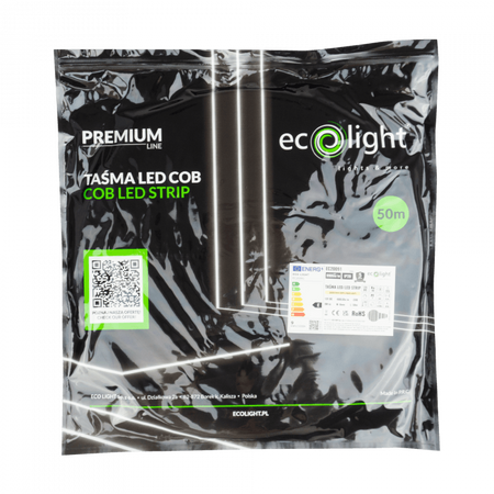 LED-Streifen COB 9W/m 990lm/m 480LED/m 12V 3000K Warm IP20 Rolle 50m Ecolight