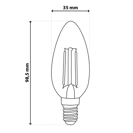 10x LED-Lampe E14 Kerze B35 4W = 40W 470lm 3000K Warm 360° FILAMENT LUMILED