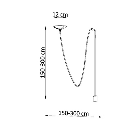 EDISON 1 LONG E27 abgehängte Deckenleuchte 3m Loft Schwarz SOLLUX