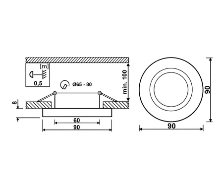 Glas-Einbaustrahler GU10, MR16 Einbauspot HALOGEN Runde Fest Transparent ARIEL LUMILED