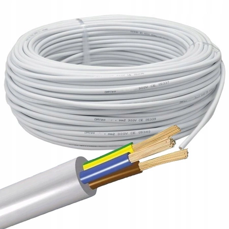 Drahtkabel OWY H05VV-F 300/500V 3x1mm Weiß 1m ELEKTROKABEL