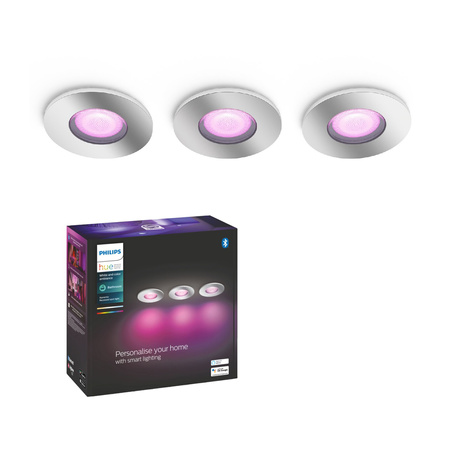 LED Xamento 3x 5.7W IP44 CCT RGB Kreisförmig PHILIPS HUE Bluetooth Badeinbauleuchte