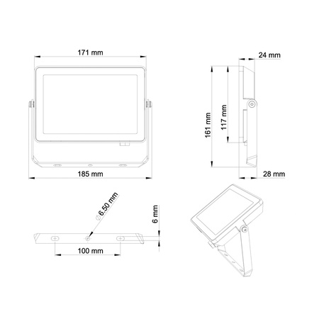 LED-Flutlicht-Reflektor 30W 2850lm 6500K IP65 Schwarz ProjectLine Philips