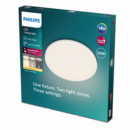 Plafond LED-Anbauleuchte OZZIET 36W 2700K 50cm Weiß Rund PHILIPS