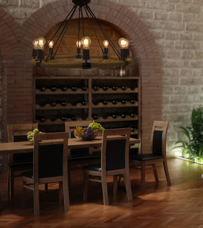 ROPE Arthur Hänge-Deckenleuchte 8xE27 ROPE LOFT Vintage - GOLDLUX (Polux)