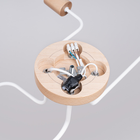 Kronleuchter Deckenleuchte 4x E27 Naturholz Weiß Timbo Peach Puff SL.1665 Sollux