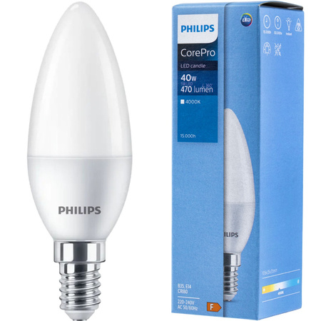 E14 LED Lampen 5W = 40W 470lm 4000K Neutral PHILIPS CANDLE