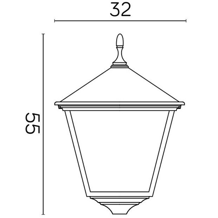 Lampenschirmkopf für Garten-Stehlampe im Freien quadratisch Retro K 1018 BD KW E27 Su-Ma
