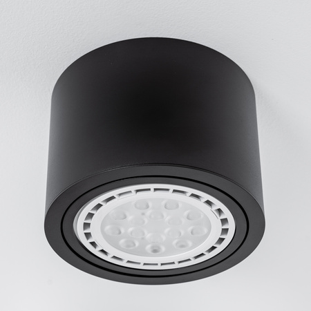 Halogen-Aufbauleuchte GU10, AR111 Aufbauspot 100mm beweglich Runde Tube Schwarz TELES LUMILED