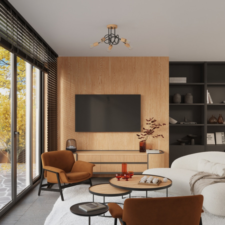 Wandleuchte E27 Naturholz Schwarz Glut Pfirsich Puff SL.1476 Sollux