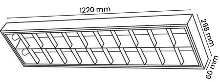 Aufputz-Rasterleuchte 2 x T8 120 cm G13 Schwarz