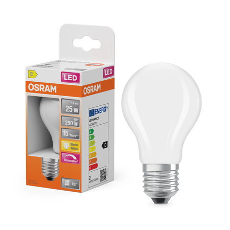 LED-Lampe E27 A60 1.8W = 25W 250lm 2700K Warm 320° Dimmbar SUPERSTAR Osram
