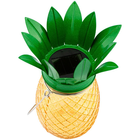 Gartenlampe LED Solar Laterne Hanging Jar ANANAS Glas 3000K