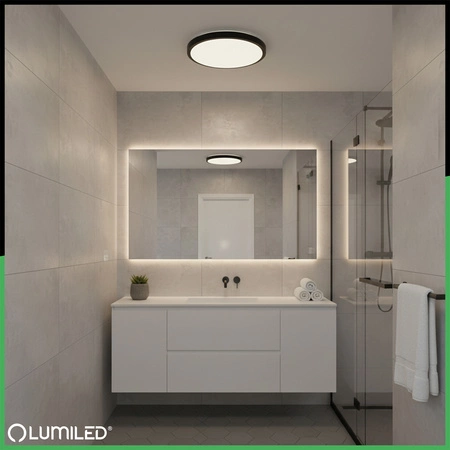 Plafond LED Aufbaumontage MILEO 72W IP44 CCT Weiß Rund 50cm + LUMILED PILOT