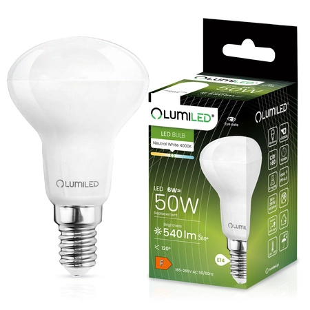 6x LED Lampen E14, Glühbirne R50 6W = 50W 540lm 120° 4000K neutral LUMILED