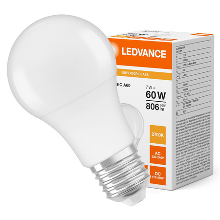 LED Lampen A60 E27 7W = 60W 806lm 2700K Warmweiß LEDVANCE