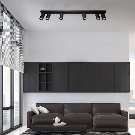 Deckenleuchte mit 6x GU10-Sockeln, Einbaustrahler HALOGEN Schwarz QUALIS SPOT LUMILED