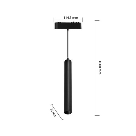 LED-Pendelleuchte für Magnetschiene 7W 700lm 4000K Neutral CRI90 36° 48V Schwarz Luxo Masterled