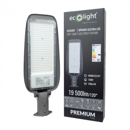 LED-Straßenlampe 150W 19500lm 4000K Neutral IP65 130lm/W PREMIUM Ecolight