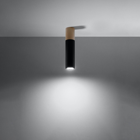 Anbauleuchte PABLO GU10 Halogen Spot Tuba Holz-Schwarz SOLLUX