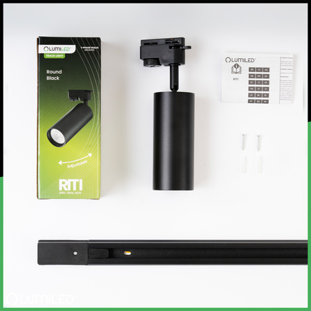 2m Stromschiene + 4x Schienenstrahler GU10 Schwarz RITI LUMILED