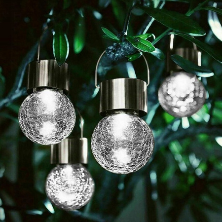 Solar LED Gartenkugel RGB hängend Glas Effekt Rissiges Glas Lampe