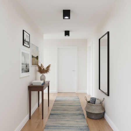 Halogen-Aufbauleuchte GU10, Aufbauspot 115mm beweglich Quadrat Tube Schwarz AMAT-L LUMILED