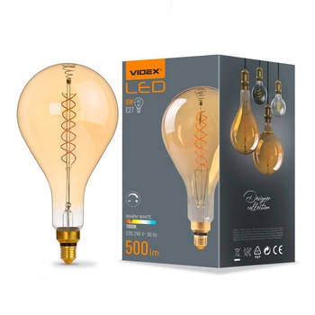 LED Lampen E27 PS160 Pear 8W = 42W 500lm 1800K Warm 360° FILAMENT Amber Dimmbar Videx