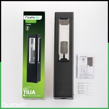 Gartenleuchte E27, Außenstehleuchte Pollerleuchte 50cm TILIA LUMILED