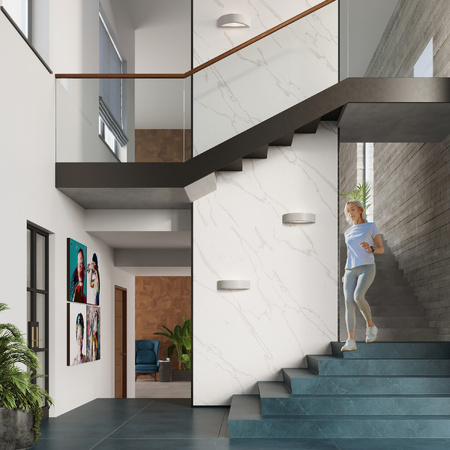 LED-Wandleuchte ATENA E27 Wandleuchte halbrund Keramik Grau SOLLUX