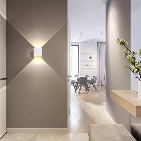 Wandleuchte Außen, Garten-Wandleuchte 2x3W IP54 4000K Weiß LEO LUMILED