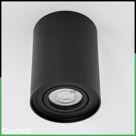 Halogen-Aufbauleuchte GU10, Aufbauspot 84mm beweglich Runde Tube Schwarz AMAT-M LUMILED