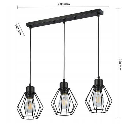 Masterled Ceiling Luminaire 3x E27 Schwarz Otto Pendelleuchte