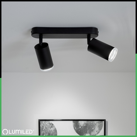 LED-Spot-Reflektor-Deckenleuchte 2x GU10 IP44 ADERO Schwarz Lumiled