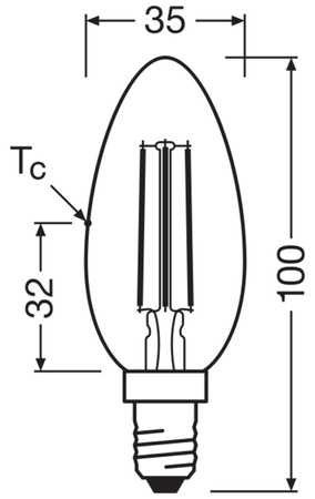 LED-Kerzenbirne E14 B35 3.8W = 60W 806lm 2700K Warm 320° Ledvance